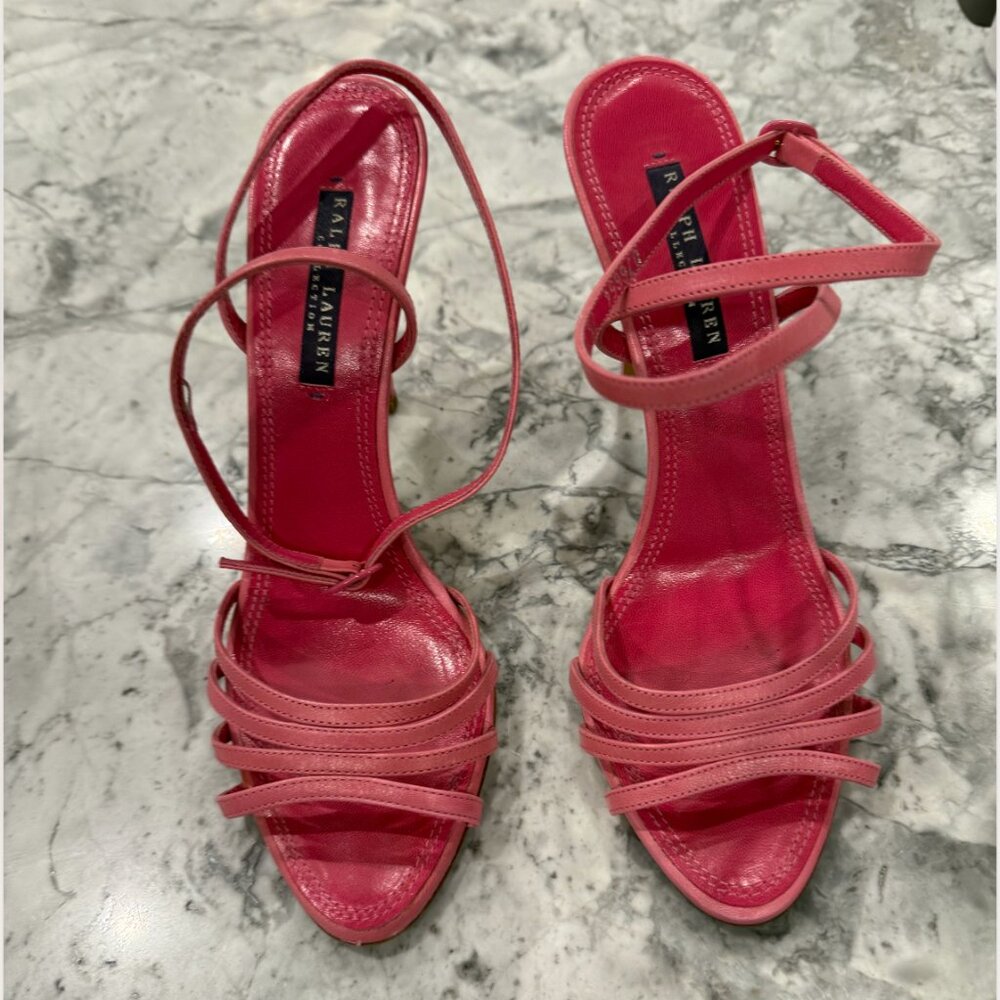 Ralph Lauren Pink Heeled Sandals Size 7.5